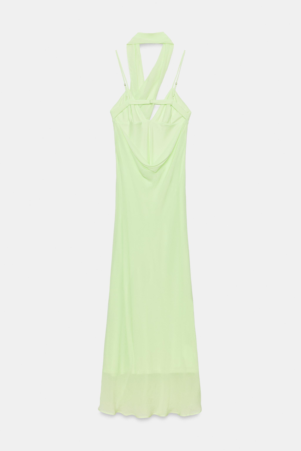 ДЛИННОЕ ПЛАТЬЕ ИЗ ЖОРЖЕТА С ТОНКИМИ БРЕТЕЛЯМИ И ДЕКОРАТИВНЫМ ШАРФОМ — ZARA