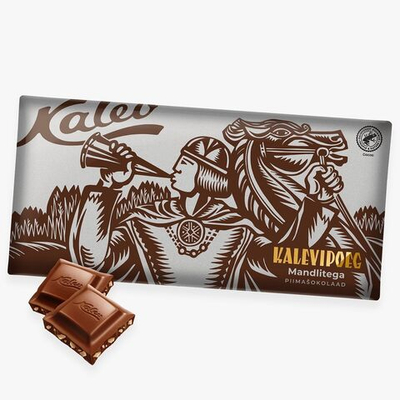 Шоколад молочный Kalev Kalevipoeg с миндалем 300 г (из Эстонии)