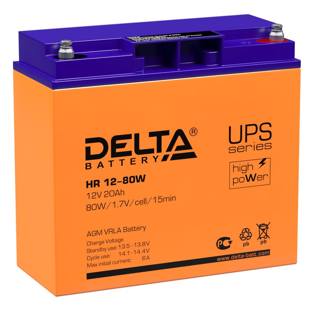 Аккумулятор DELTA HR 12-80 W | 20 Ач | 12В AGM