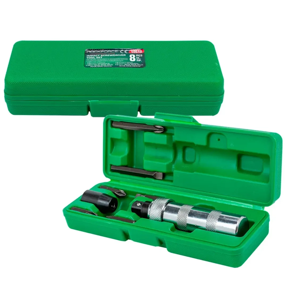 Отвертка ударная с набором бит, 8пр. RockFORCE RF-5064D