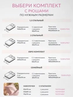 Наволочка с оборками, с рюшами 50х70 см перкаль Румянец