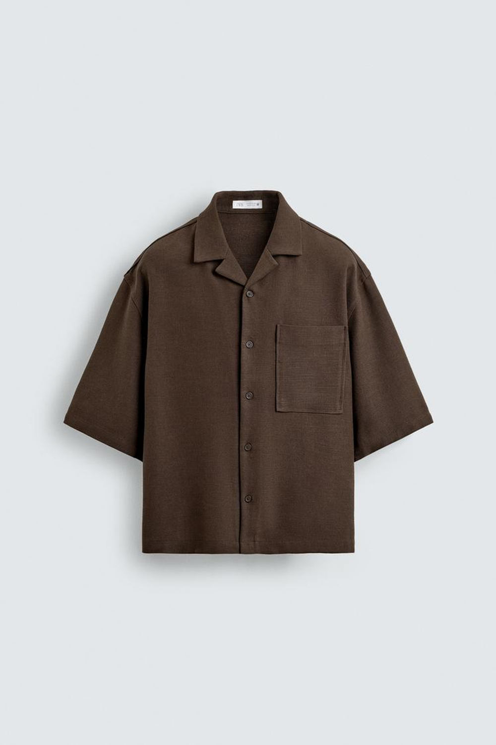 ZARA РУБАШКА BOXY FIT ИЗ РЕЛЬЕФНОЙ ТКАНИ, КОРИЧНЕВЫЙ