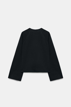 ZARA ФУТБОЛКА С РУКАВАМИ РЕГЛАН, ЧЕРНЫЙ