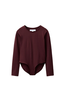 ZARA ОДНОТОННОЕ БОДИ С ДЛИННЫМИ РУКАВАМИ, БУРГУНДИ