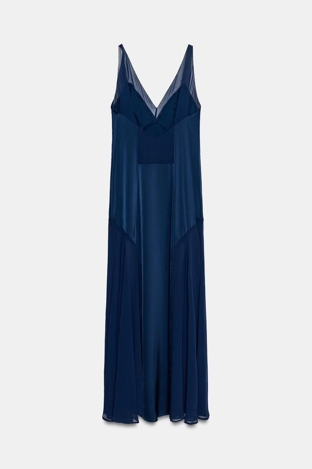 ZARA ДЛИННОЕ АТЛАСНОЕ ПЛАТЬЕ ИЗ КОЛЛЕКЦИИ ZW, МОРСКОЙ СИНИЙ