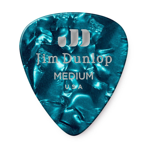 Dunlop 483P11MD Celluloid Turquoise Pearloid Medium 12Pack медиаторы, средние, 12 шт.