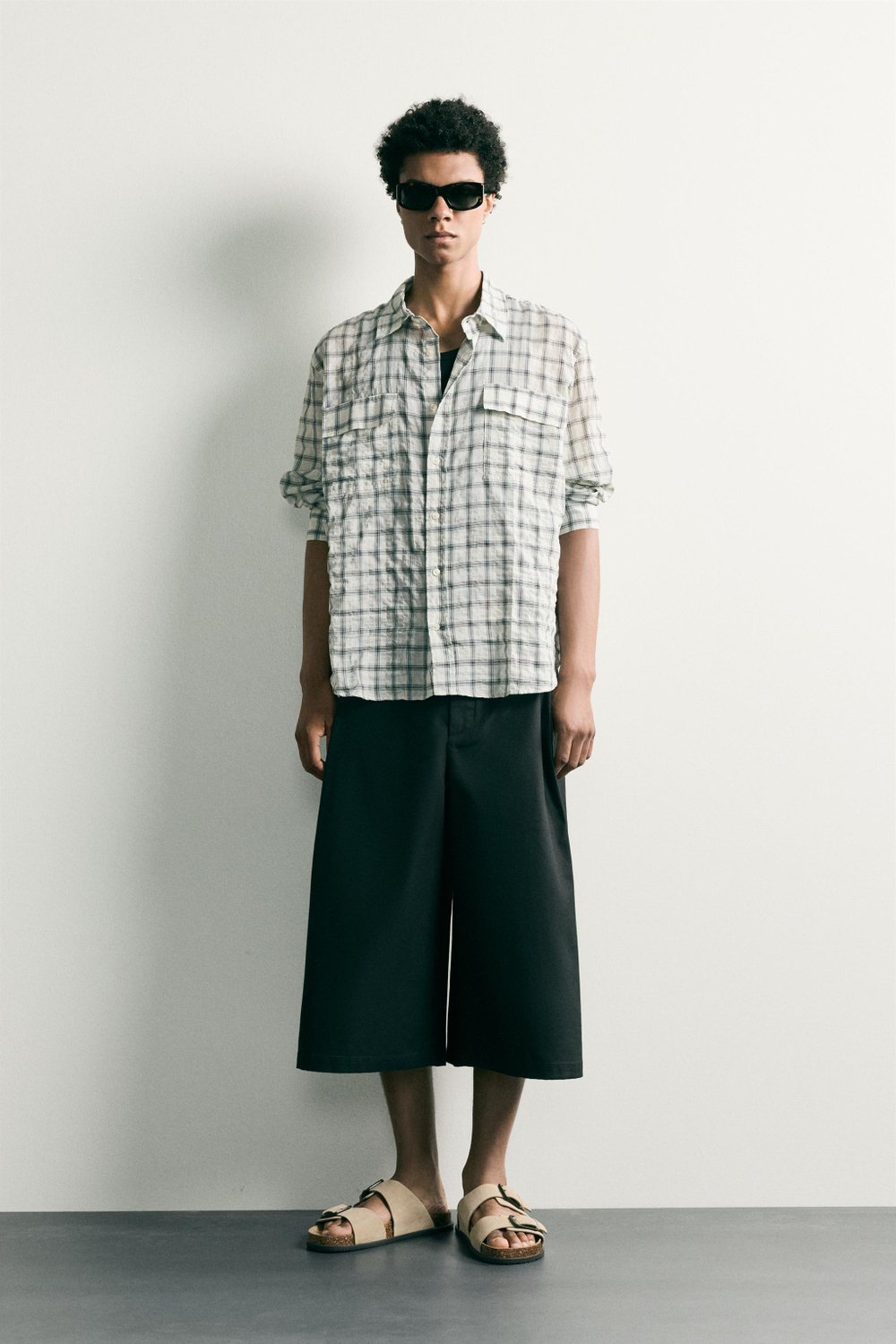 РУБАШКА RELAXED FIT В КЛЕТКУ С ФАКТУРОЙ — ZARA