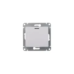Переключатель проходной одноклавишный с подсветкой, схема Systeme Electric Glossa Белый GSL000163