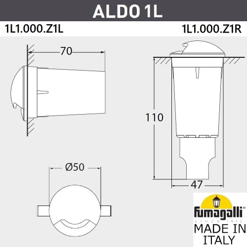 Тротуарный светильник Fumagalli ALDO 1L1.000.000.AXZ1L