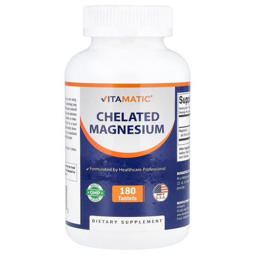 Vitamatic, хелатный магний, 180 таблеток (300 мг в одной таблетке)