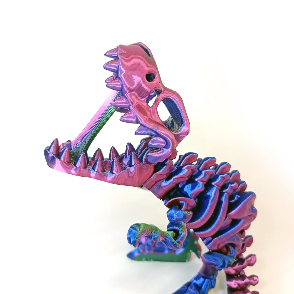Динозавр-скелет Ти-Рекс (T-rex Dino) с косточкой, гибкая фигурка, трехцветный
