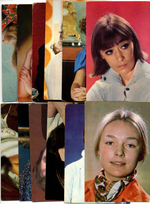 №78 Открытки Артисты и актёры СССР 1970–1980-е г. 25 штук. Цветные, чистые, без повторов
