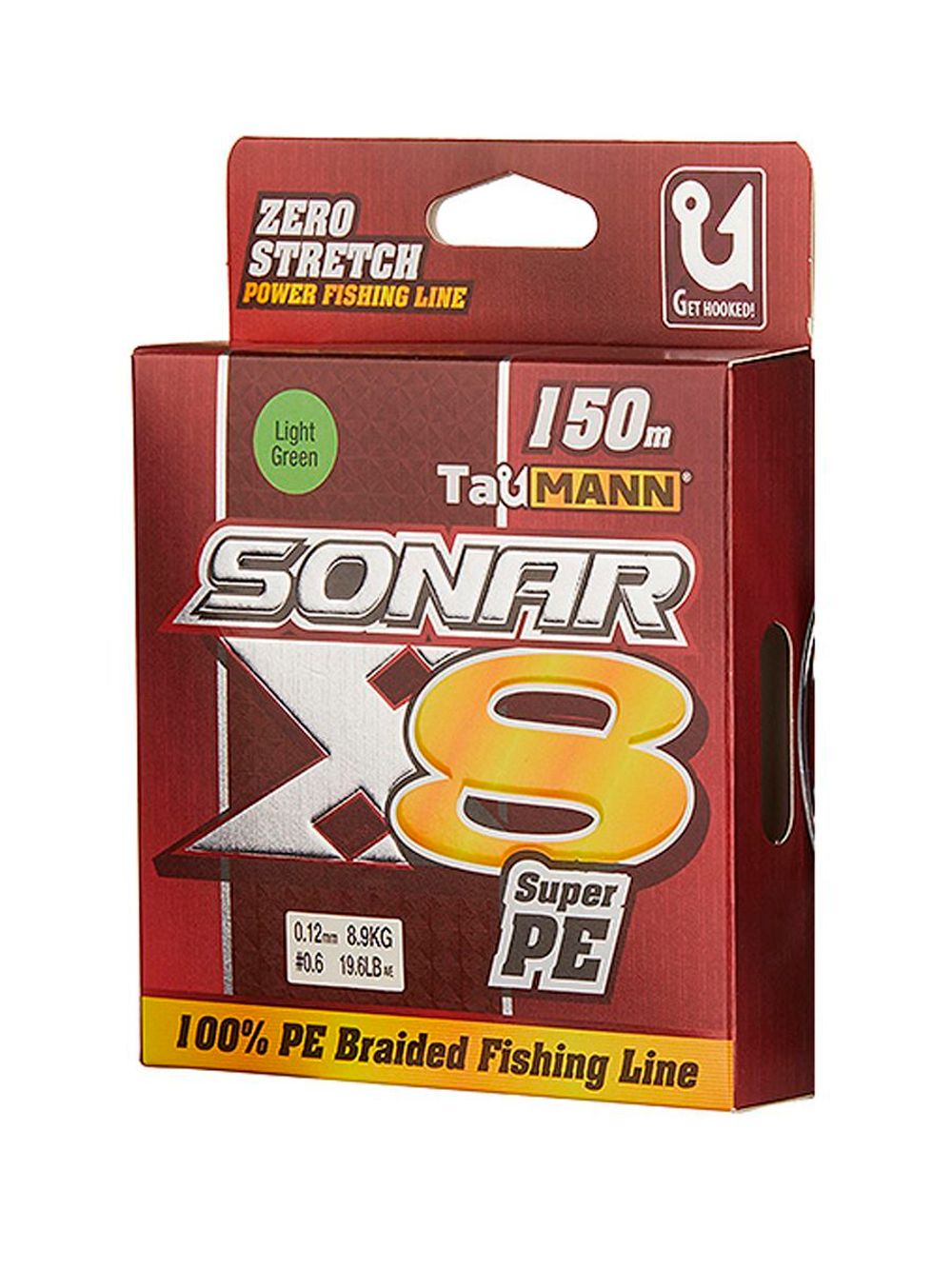 Плетеный шнур для рыбалки TauMANN Sonar PE X8 150m #0.4 (0.10mm) Light Green
