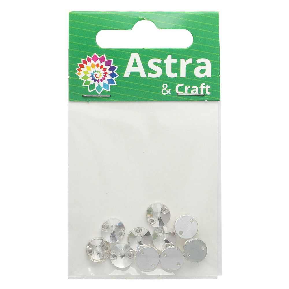 Хрустальные стразы пришивные круглые 8мм, 10 штук Astra&Craft (CY001 прозрачный), 4AR177/178/185