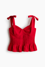 Топ из смеси льна с завязками на бретелях - H&M
