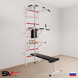 Шведская стенка Sv Sport усиленная 694 (Турник стандарт/Брусья/Стойка/Скамья/Канат/Кольца)