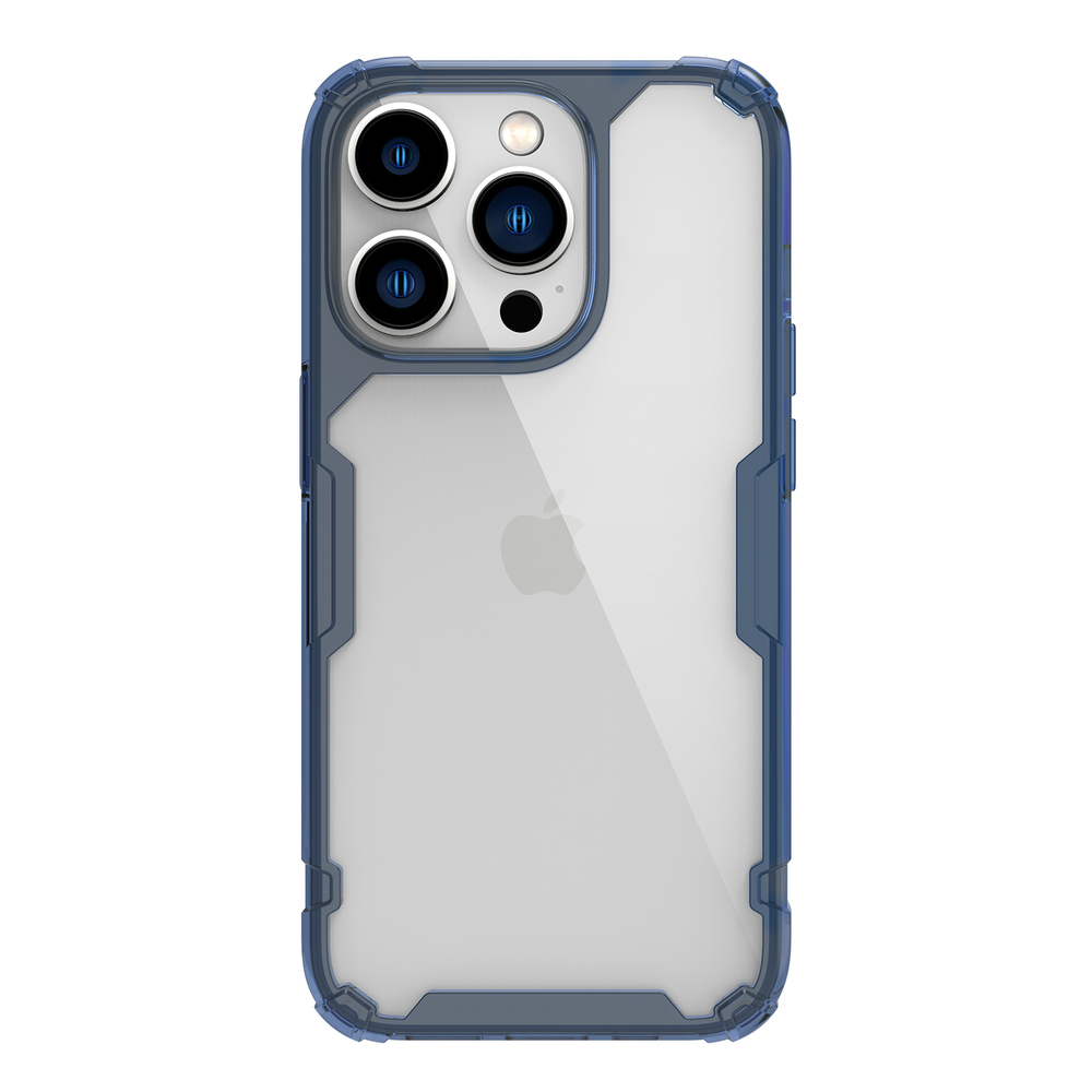 Противоударный чехол с мягкими синими рамками от Nillkin для iPhone 14 Pro Max, серия Nature TPU Pro