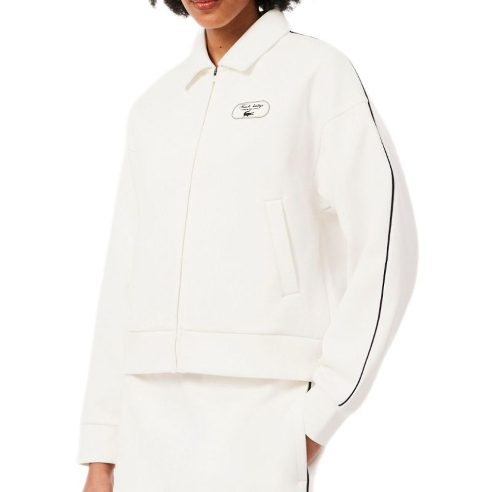 Damska bluza tenisowa Lacoste Tennis Heritage Zipped Badge Accent - white/navy blue