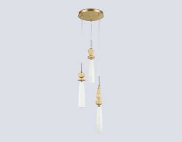 Подвесной светильник с травертином 3*G9 LH75367/3 GD/WH золото/белый High Light Ceramo Modern Ambrella