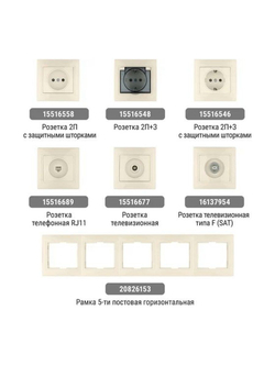 Розетка 2П+З с защ. шт. 16А 250В сл. кость "Таймыр" TDM