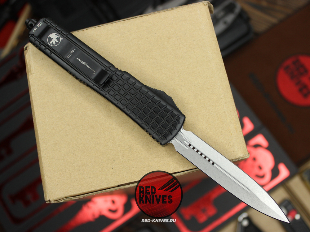 Нож Microtech Ultratech DELTA D/E A+++ - черная рукоять , клинок дагер апокалиптик