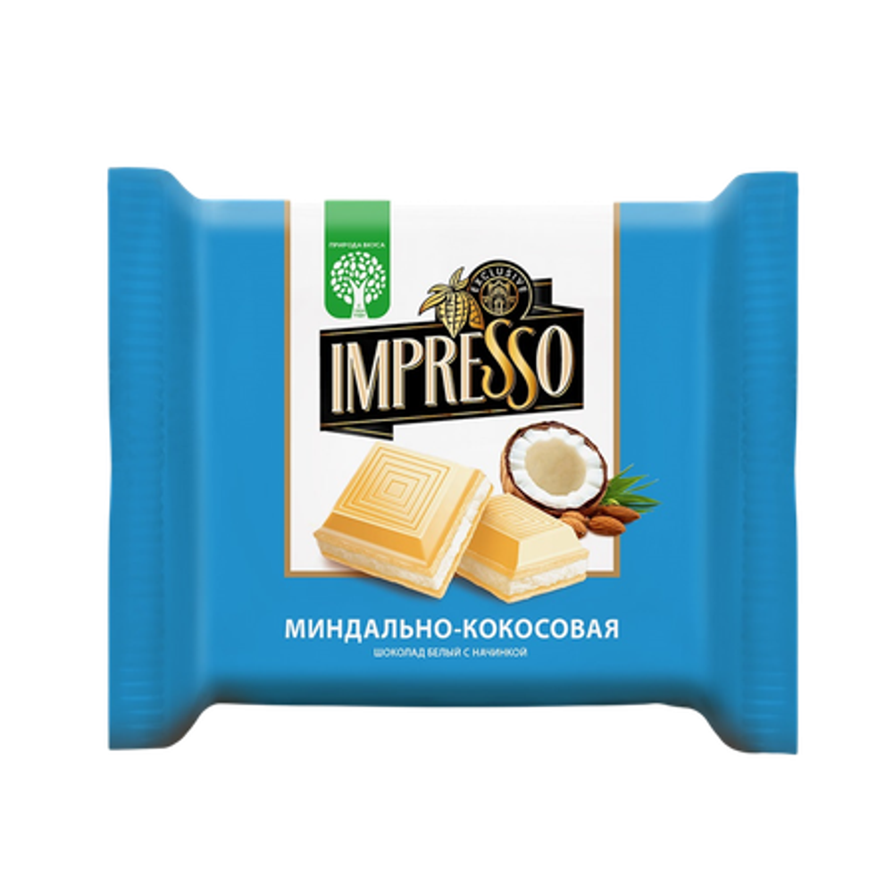ВЛО170 Шоколад "Impresso" белый с миндально-кокосовой начинкой 75гр