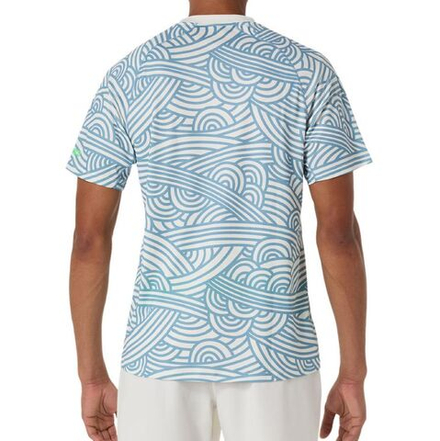 Мужская теннисная футболка Asics Padel Court All Over Short Sleeve — cream/saba blue