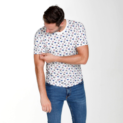 Мужское теннисное поло Quiet Please London Statement T-Shirt Men - White, Multicoloured