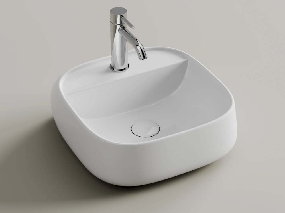 Раковина подвесная Ceramicanova Источник (Fonte) с отверстием под смеситель 420x425x145, белый, CN5052