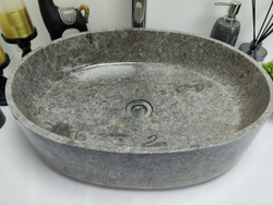 Раковина из мрамора Oval Grey Tin Lip MO-60351 52x38x14 из натурального камня