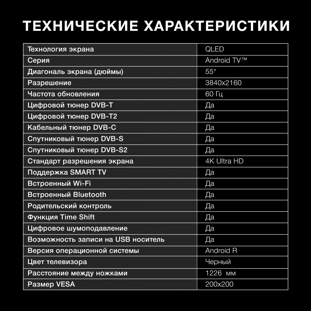 Телевизор Hyundai 55' H-LED55QBU7500 черный