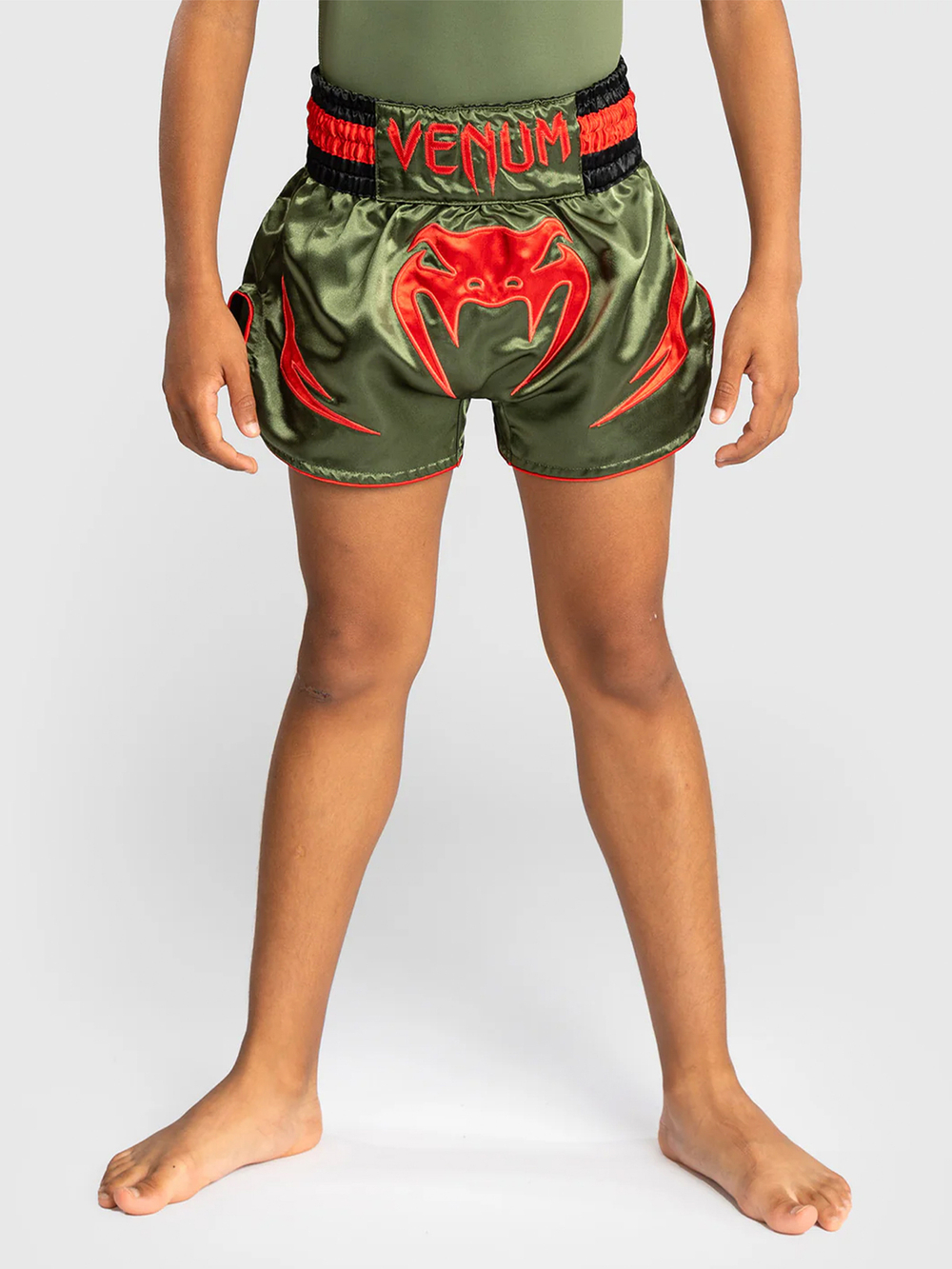 Шорты тайские детские Venum Inferno Army Green/Orange