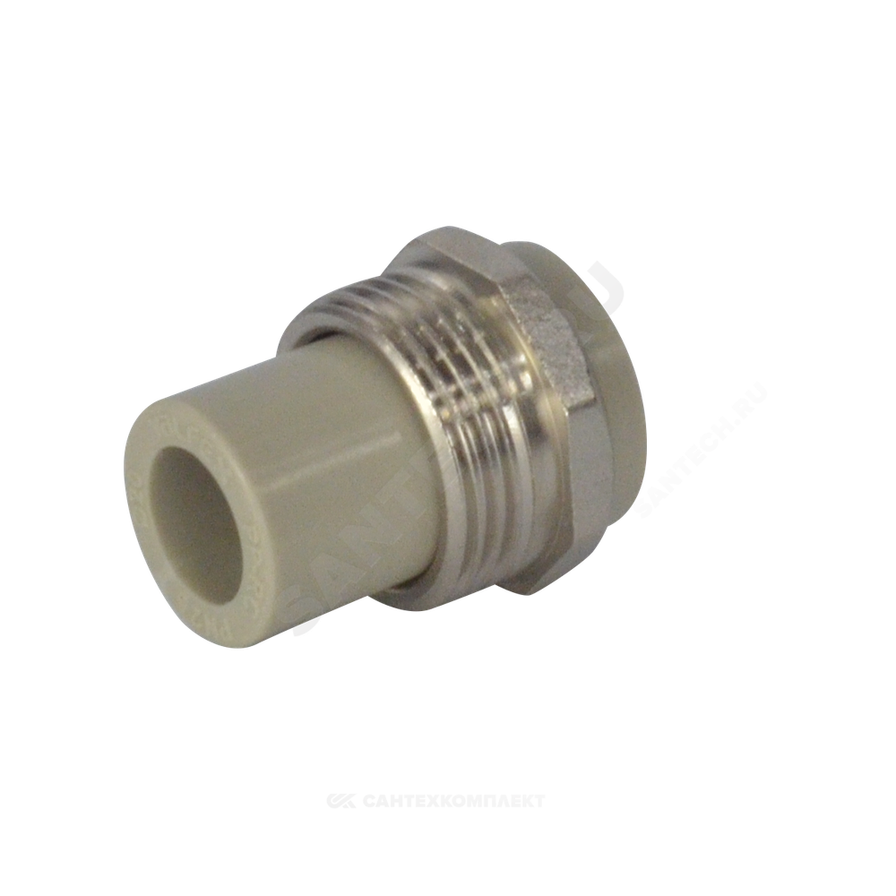 Штуцер PP-R комбинированный серый Дн 20х3/4" НР VALFEX 10137120Г