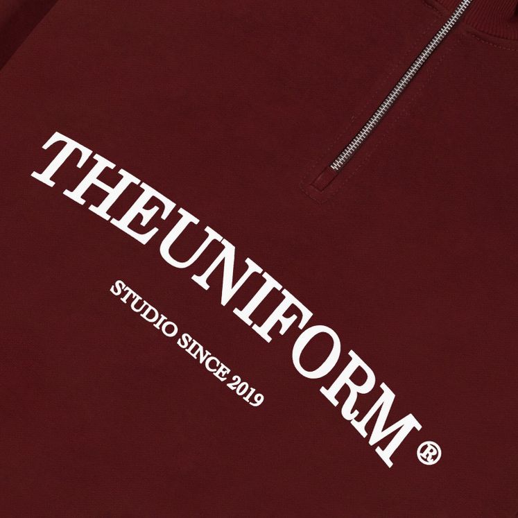Cвитшот UNIFORM Half-zip Heavy THEUNIFORM, бордовый