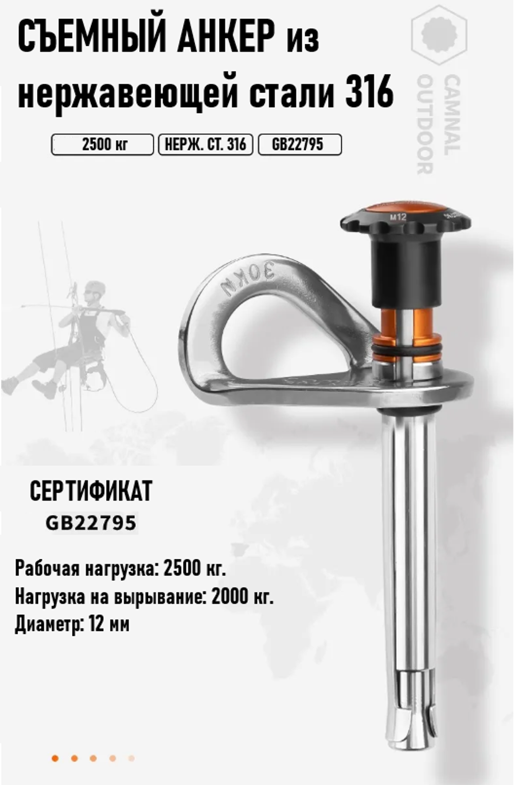 Съемный анкер Camnal F8159 12/123 мм