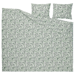IKEA RODGERSIA  (ИКЕА РОДГЕРСИА)  -  Пододеяльник и 2 наволочки - зелёный/белый 200x200/50x60 см