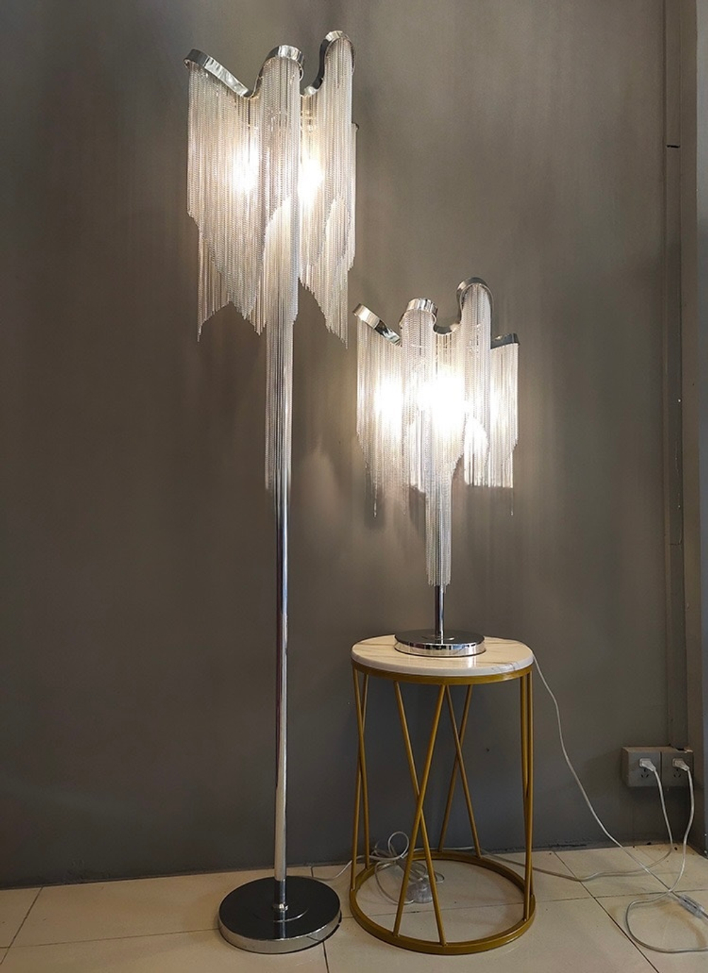 Floor design lamp Stream by Terzani (Silver)