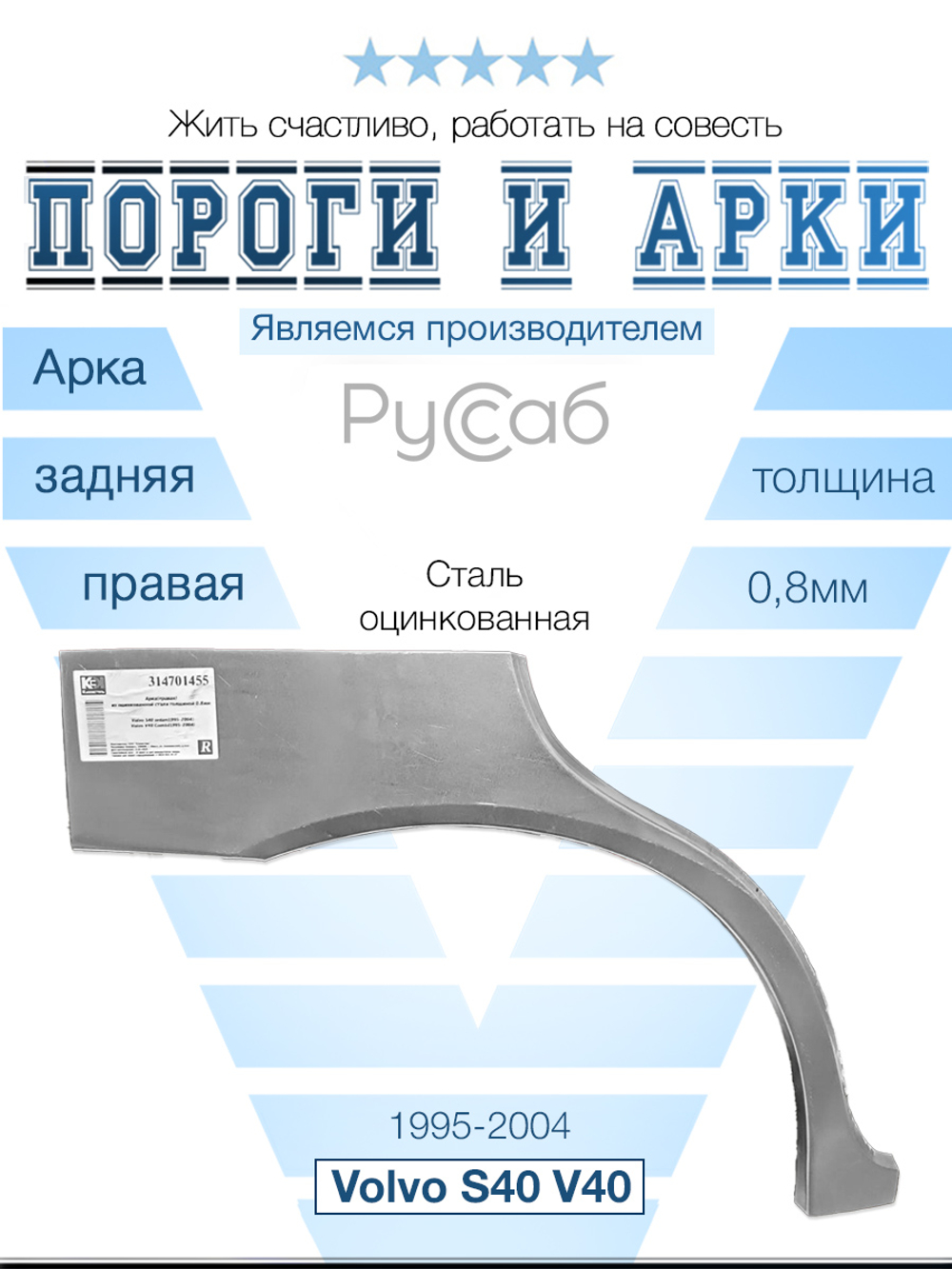 Арка правая Volvo S40 V40 1995-2004 седан, универсал