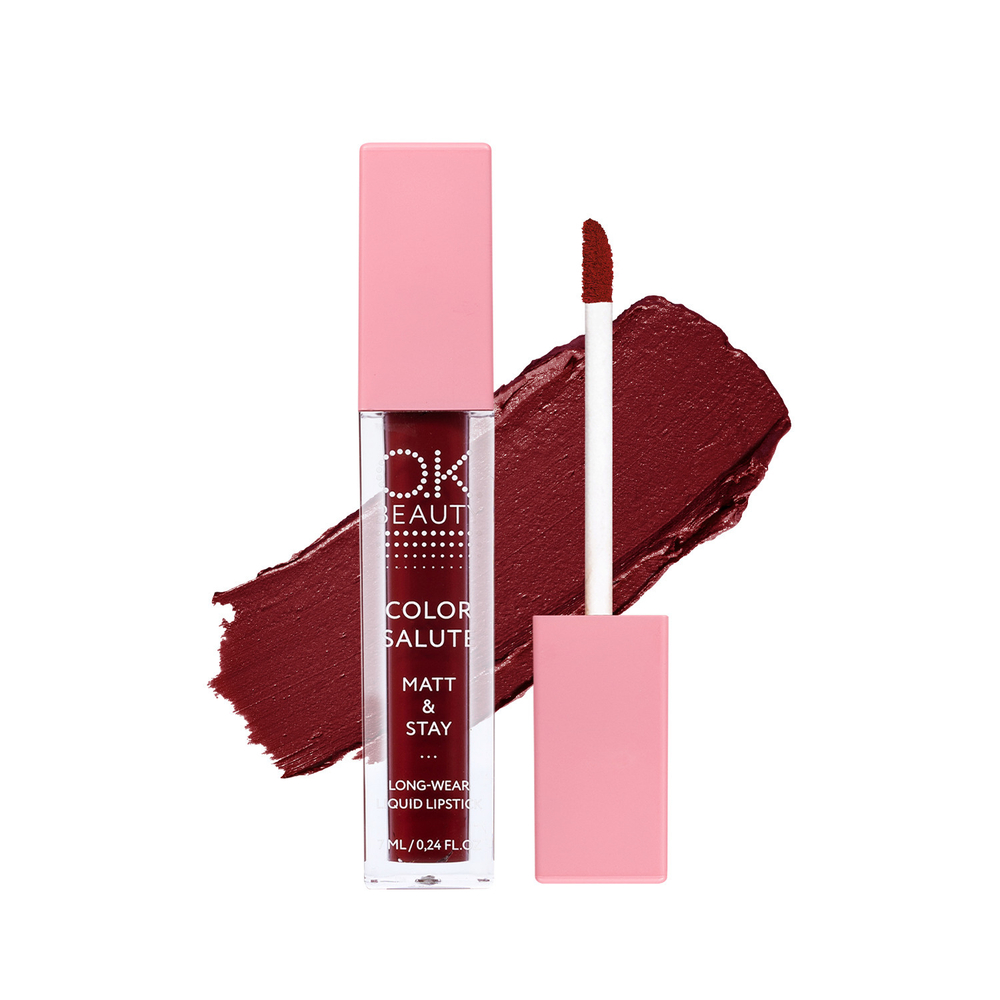 Матовая стойкая жидкая губная помада OK BEAUTY COLOR SALUTE MATT & STAY