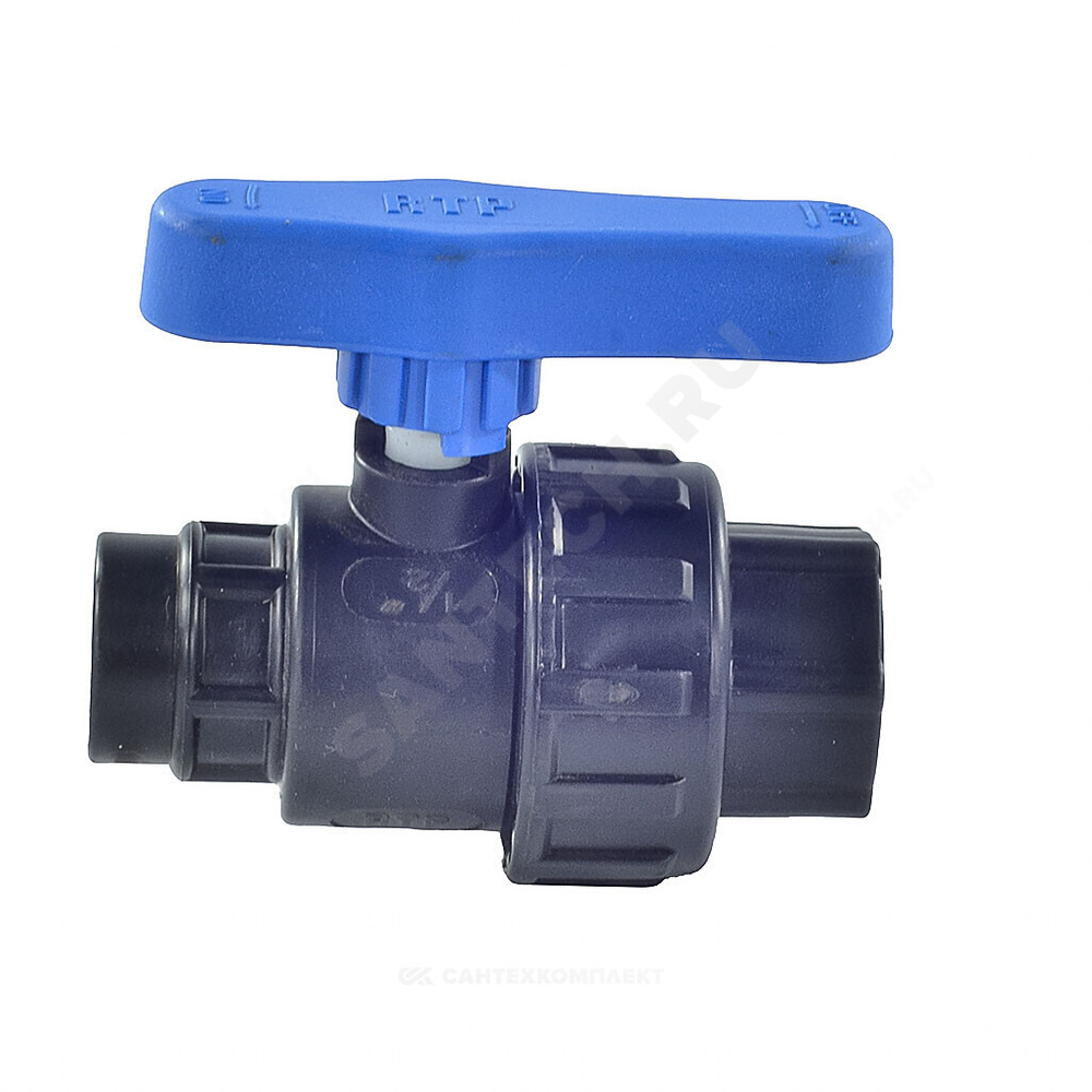 Кран шаровой компрессионный ПЭ 1/2"x1/2" ВР/ВР Ру10 RTP (РосТурПласт) 17357