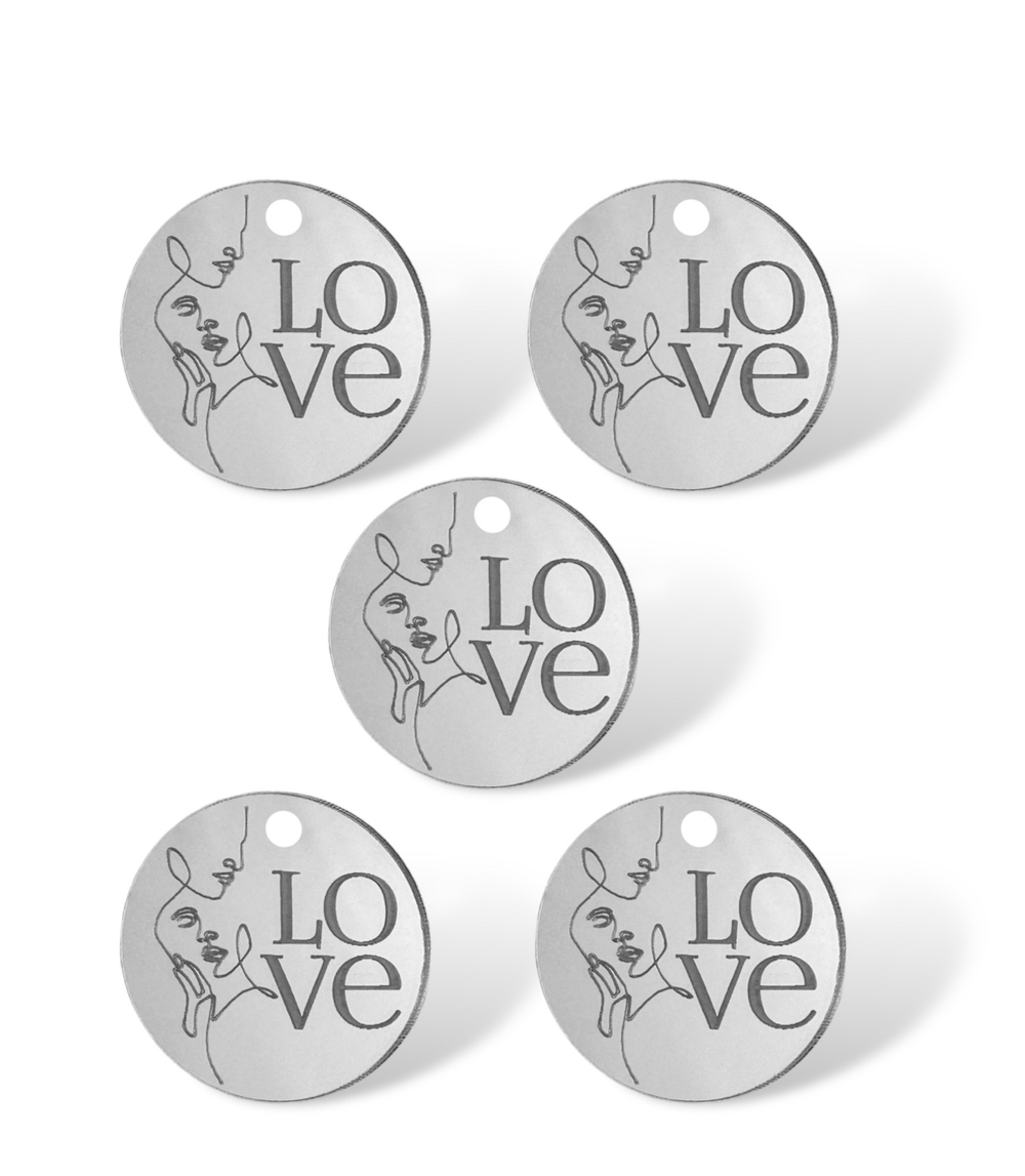 Топпер Бирка круглая "LOVE"   (4см) 5шт акрил