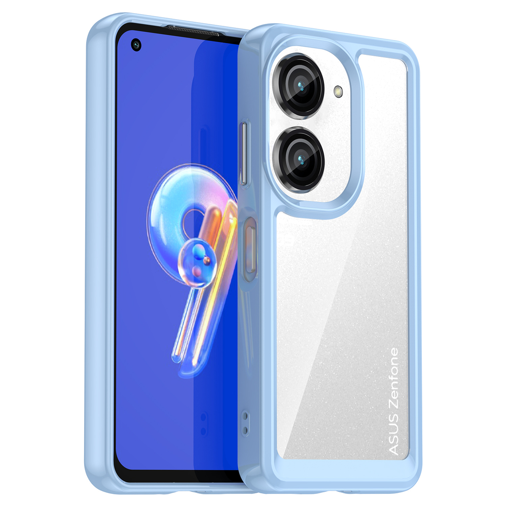 Усиленный защитный чехол с синими рамками для Asus ZenFone 9, увеличенные защитные свойства, мягкий отклик кнопок