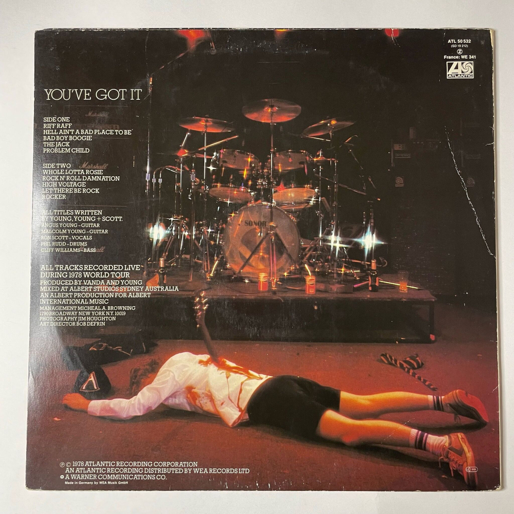 Винтажная виниловая пластинка LP AC DC If You Want Blood You've Got It (Germany 1978) Whole Lotta Rosie