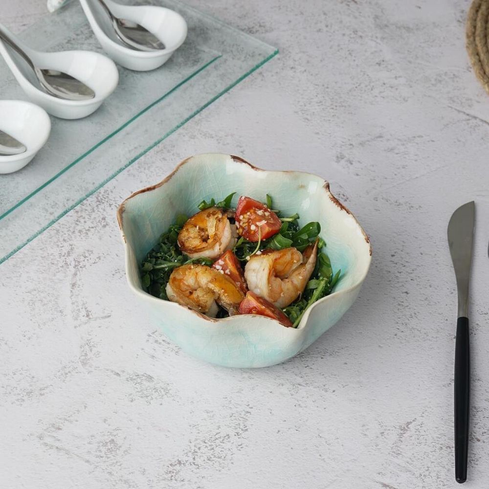Салатник 450 мл 14*13,8 см h7 см емкость для закусок Sea Blue Flower Frutti di Mare P.L. [1]
