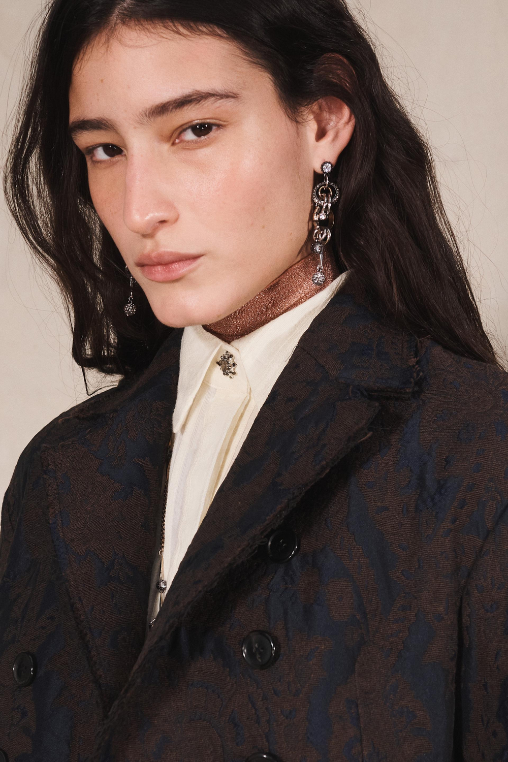 ZARA ПРИТАЛЕННЫЙ БЛЕЙЗЕР - LIMITED EDITION, КОРИЧНЕВО-СИНИЙ