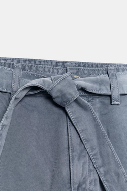 ZARA БРЮКИ КАРГО ОВЕРСАЙЗ С ПОЯСОМ, СЕРО-СИНИЙ