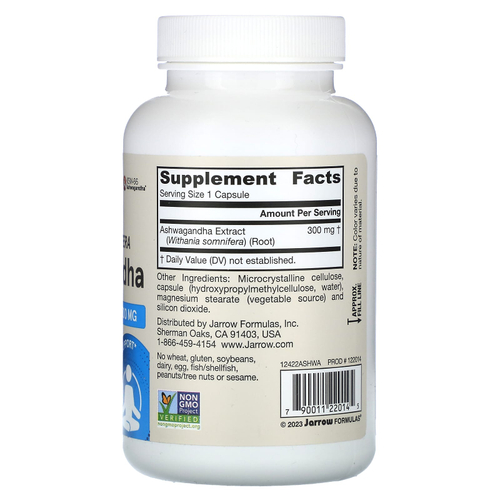 Jarrow Formulas, ашваганда, 300 мг, 120 растительных капсул