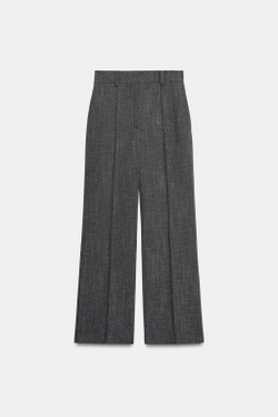 ZARA БРЮКИ WIDE LEG С ВЫСОКОЙ ПОСАДКОЙ — ZW COLLECTION, ТЕМНО-СЕРЫЙ