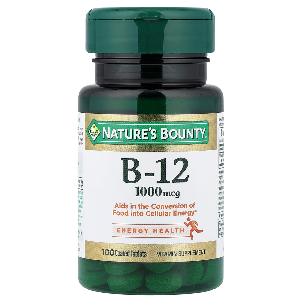 Nature's Bounty, Витамин B12, 1000 мкг, 100 таблеток, покрытых оболочкой