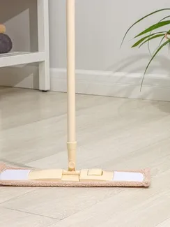 Швабра для мытья пола плоская Доляна, насадка микрофибра 42×12 см, 50 гр, металлическая ручка 119 см, цвет МИКС